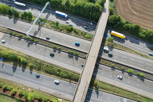 High Angle View British Motorways M25 Interchange Highways Passing Beautiful — Stockfoto