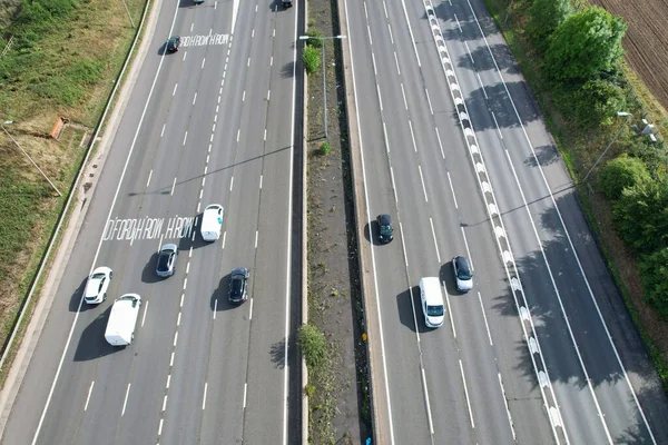 High Angle View British Motorways M25 Interchange Highways Passing Beautiful — стокове фото