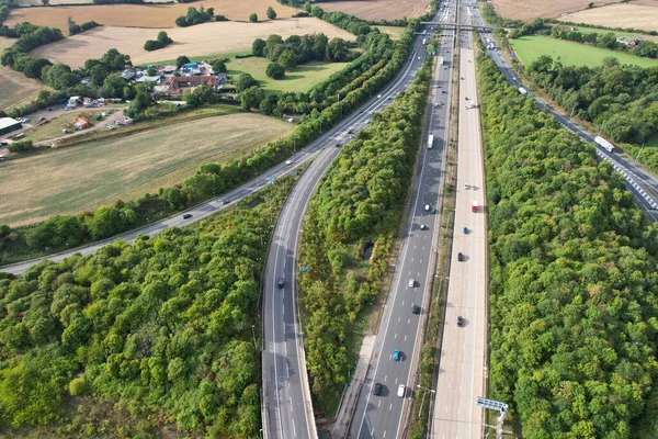High Angle View British Motorways M25 Interchange Highways Passing Beautiful —  Fotos de Stock