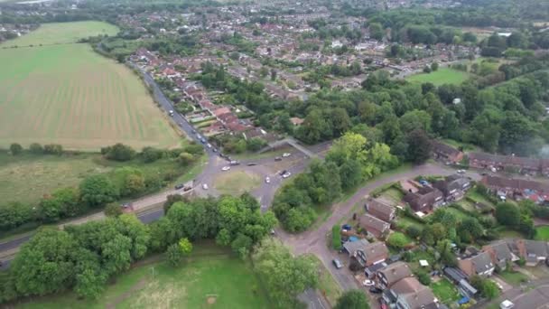 Aerial View British Motorways Fast Moving Traffic Peak Time J11 — Stok Video