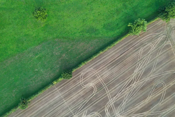 High Angle Footage Aerial View Harvesting Crops Farm View Sunny — Φωτογραφία Αρχείου