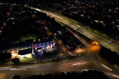 Gece Otoyollarının Hava Görüntüsü