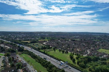 Aerial View of British Roads and Traffic on a Sunny Day