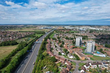 Aerial View of British Roads and Traffic on a Sunny Day
