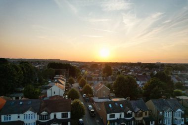 High Angle Sunset View over British Residential Homes