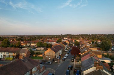 High Angle Sunset View over British Residential Homes