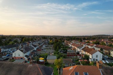 High Angle Sunset View over British Residential Homes