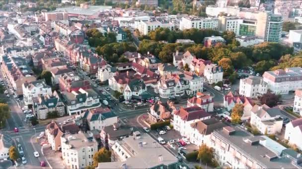 Aerial Footage Cityscape Bournemouth Beach High Angle Drone Camera — стокове відео