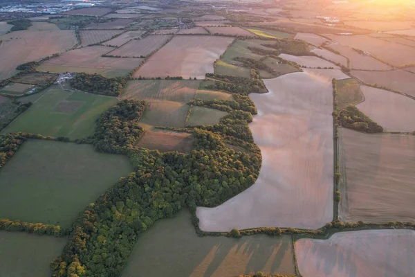 British Countryside Landscape at Sunset Time 