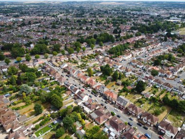 High Angle Drone's View of Luton City Center, Luton England