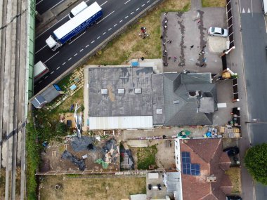High Angle Drone's View of Luton City Center, Luton England