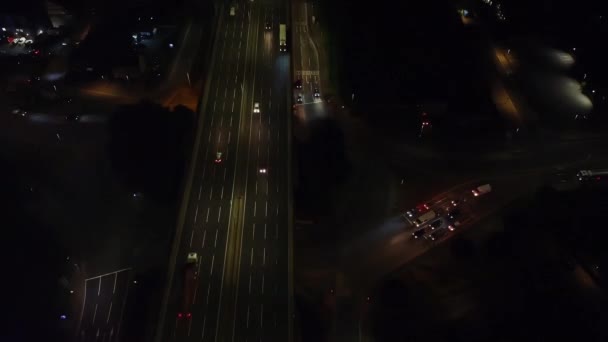 Illuminated Roads Traffic British City Night — Video