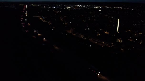 Illuminated Roads Traffic British City Night — Stock videók