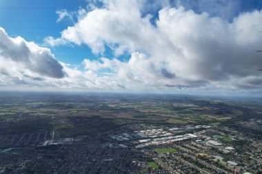 Beautiful Blue Sky with Clouds on a Clear Sunny Day over City