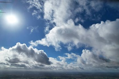 Beautiful Blue Sky with Clouds on a Clear Sunny Day over City