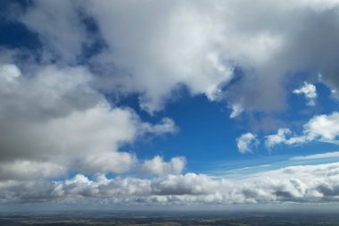 Beautiful Blue Sky with Clouds on a Clear Sunny Day over City