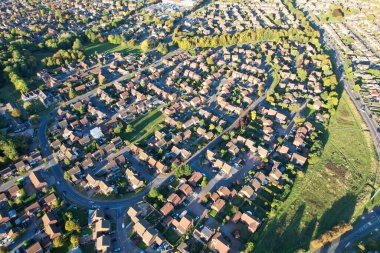 Doğu Luton, İngiltere 'de Yüksek Açı Konut Görünümü