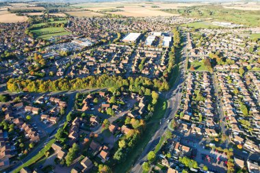 Doğu Luton, İngiltere 'de Yüksek Açı Konut Görünümü