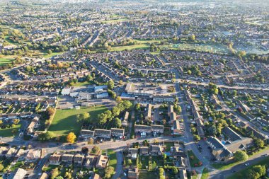Doğu Luton, İngiltere 'de Yüksek Açı Konut Görünümü
