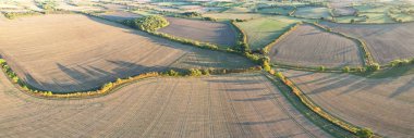 Beautiful Aerial View of British Countryside at Sharpenhoe Clappers England