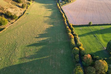 Beautiful Aerial View of British Countryside at Sharpenhoe Clappers England