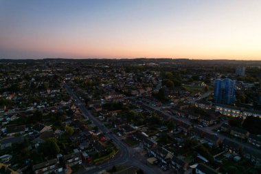 Aerial View of British City After Sunset