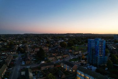Aerial View of British City After Sunset