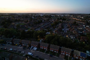 Aerial View of British City After Sunset