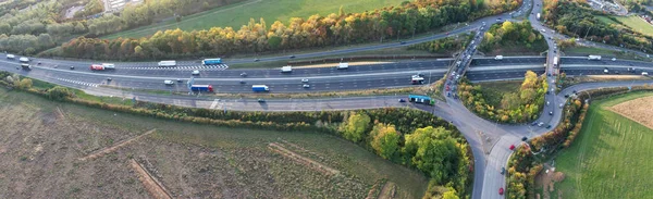 Best Aerial View British Motorways Traffic England Drone Footage — Stockfoto