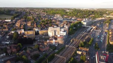 Luton CIty, İngiltere 'deki Tren İstasyonunun Hava Görüntüsü