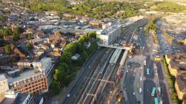 Luton CIty, İngiltere 'deki Tren İstasyonunun Hava Görüntüsü
