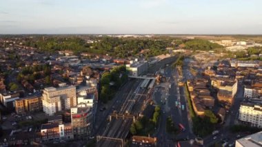 Luton CIty, İngiltere 'deki Tren İstasyonunun Hava Görüntüsü