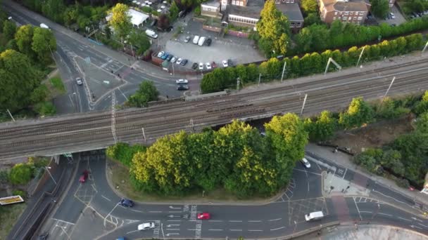 Luchtfoto Van Het Treinstation Luton City Engeland — Stockvideo