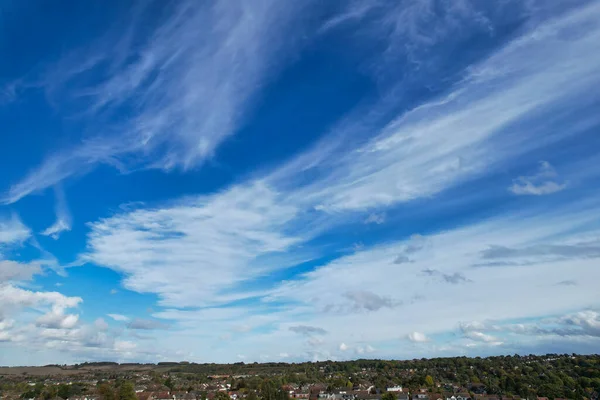 Nejlepší High Angle Záběry Dramatických Mraků Oblohy Silném Větru Nad — Stock fotografie