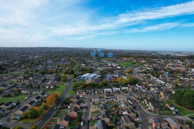 İngiltere 'nin Luton Kasabası' nın en güzel manzara görüntüsü, İHA 'nın İngiltere Yüksek Açılı Kamerası, İngiltere, İngiltere