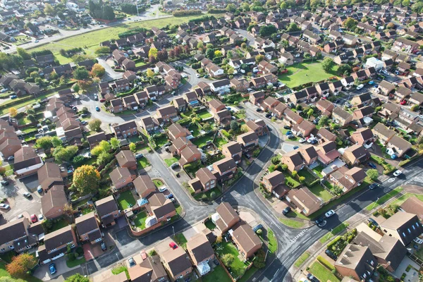 High Angle and high altitude view of British City on a Cloudy Day