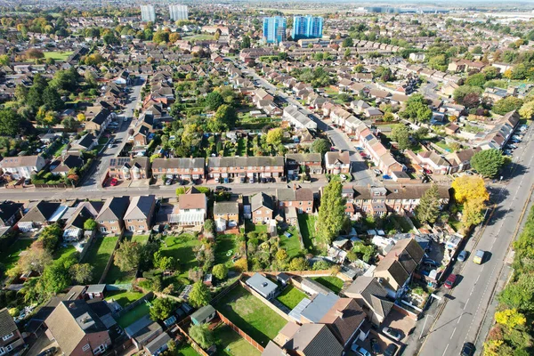 High Angle and high altitude view of British City on a Cloudy Day