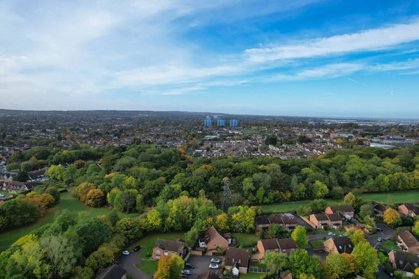 High Angle and high altitude view of British City on a Cloudy Day