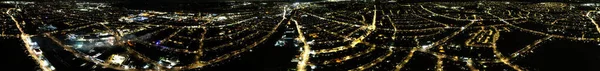 Όμορφη Αεροφωτογραφία Της Βρετανικής Πόλης Και Δρόμοι Νύχτα Υψηλής Γωνίας — Φωτογραφία Αρχείου