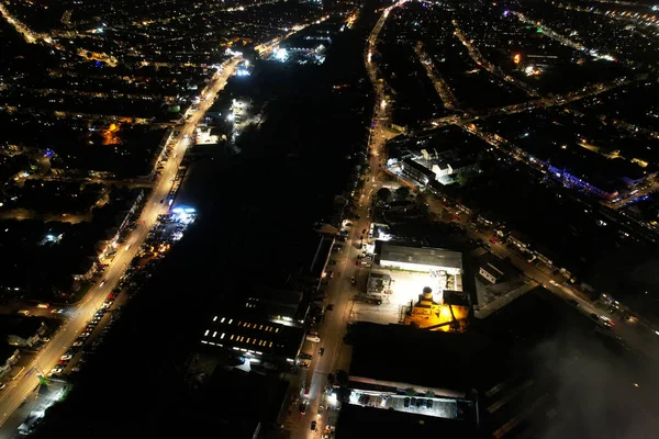 Letecký Pohled Noční Město — Stock fotografie