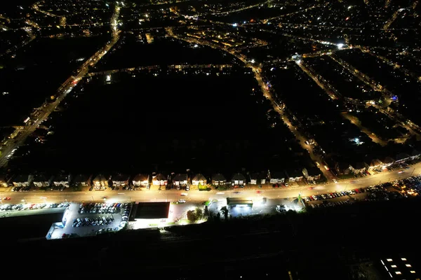 Aerial View Night City — Stock Photo, Image