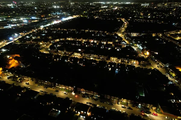 Vista Aérea Cidade Noturna — Fotografia de Stock