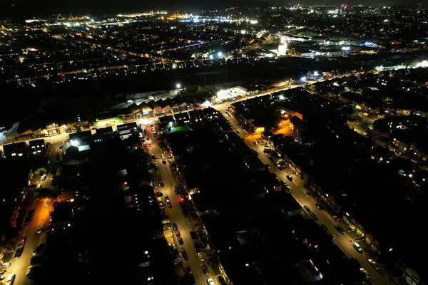 Aerial View Night City — Stock Photo, Image