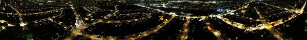 Αεροφωτογραφία Της Πόλης Βράδυ — Φωτογραφία Αρχείου