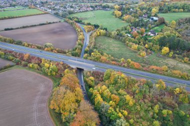 Aerial View of British Roads at Countryside