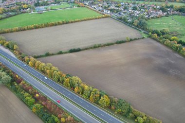 Aerial View of British Roads at Countryside