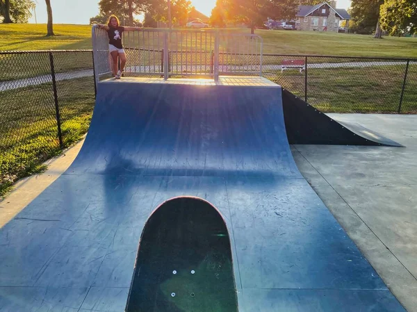 Overlooking Wallace Park Skatepark Paola Kansas Dropping Miami County Fairgrounds — стокове фото