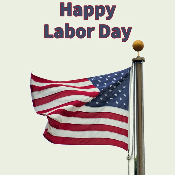 Flag blowing in the wind to celebrate American Labor Day. This is a perfect graphic for social media.