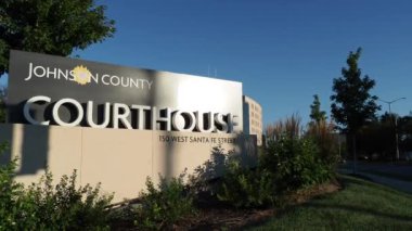 Olathe, Kansas - August 10, 2022 - New Johnson County KS Courthouse Established 2020 - 150 West Santa Fe Street 66061