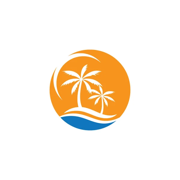 Sunset Beach Ocean Icon Vector Illustration Template Design — Vector de stock